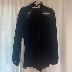 Women’s long sleeve black cutout romper - Size L